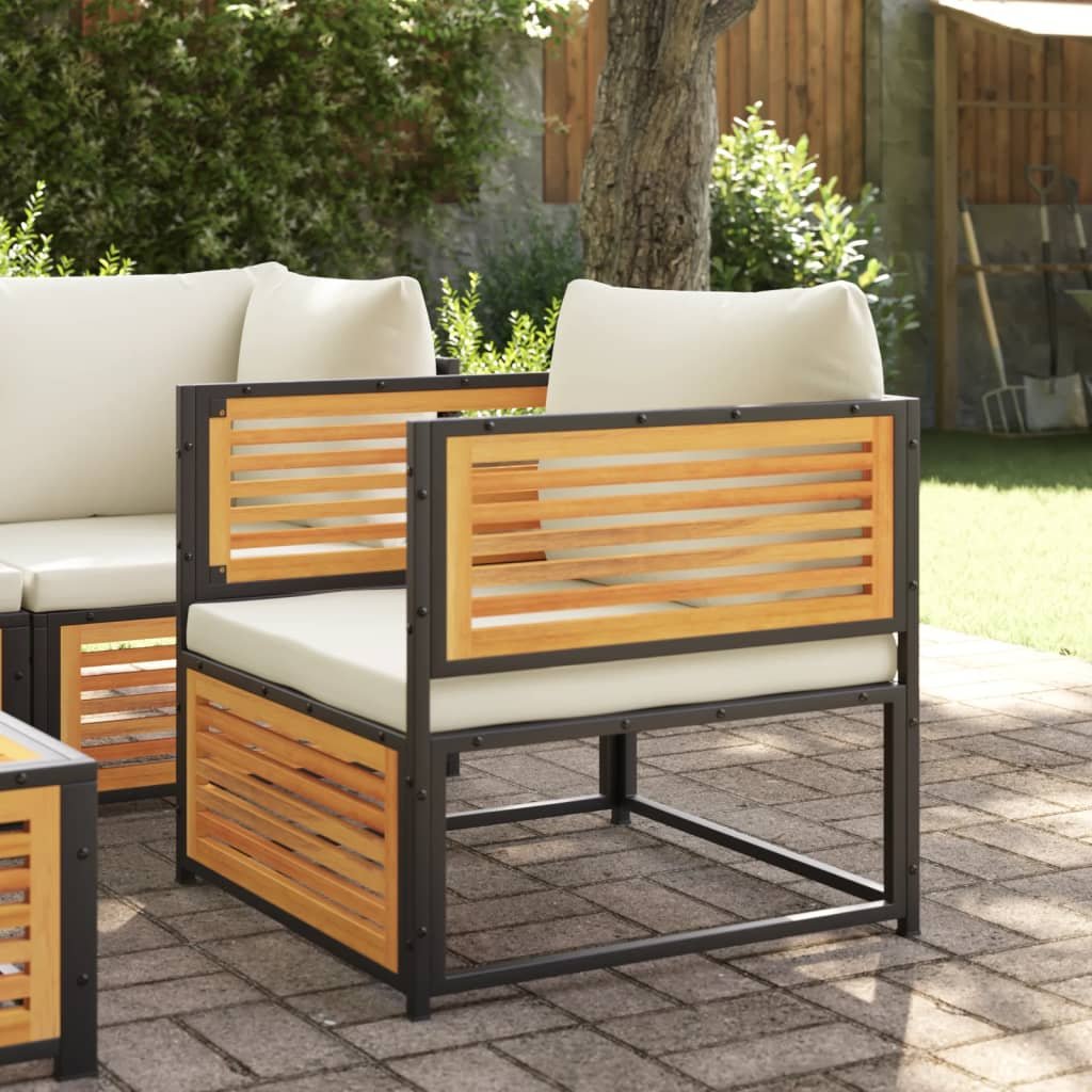 vidaXL Krzesło ogrodowe z poduszkami, lite drewno akacjowe