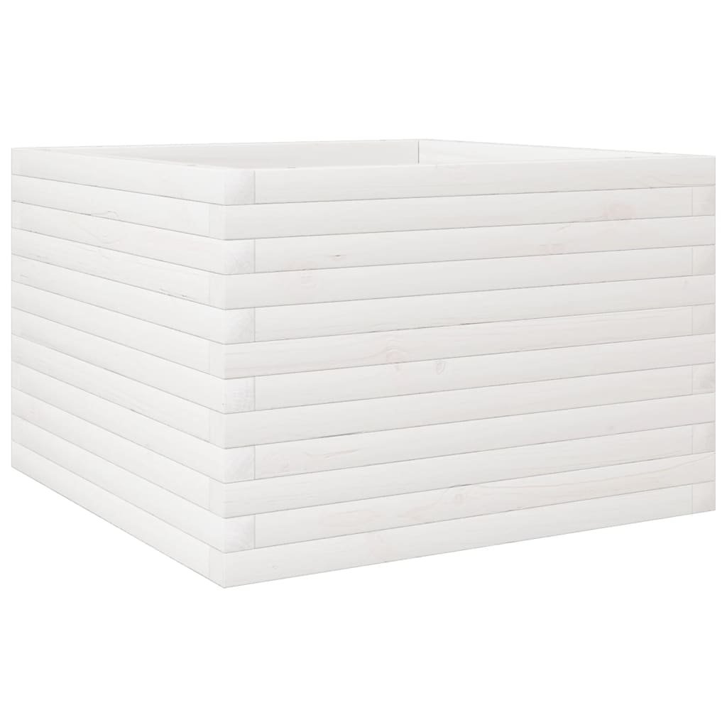 vidaXL Donica ogrodowa, biała, 70x70x45,5 cm, lite drewno sosnowe