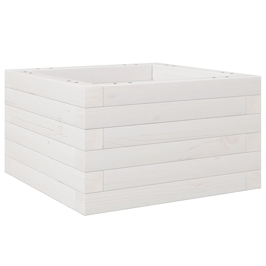 vidaXL Donica ogrodowa, biała, 40x40x23 cm, lite drewno sosnowe