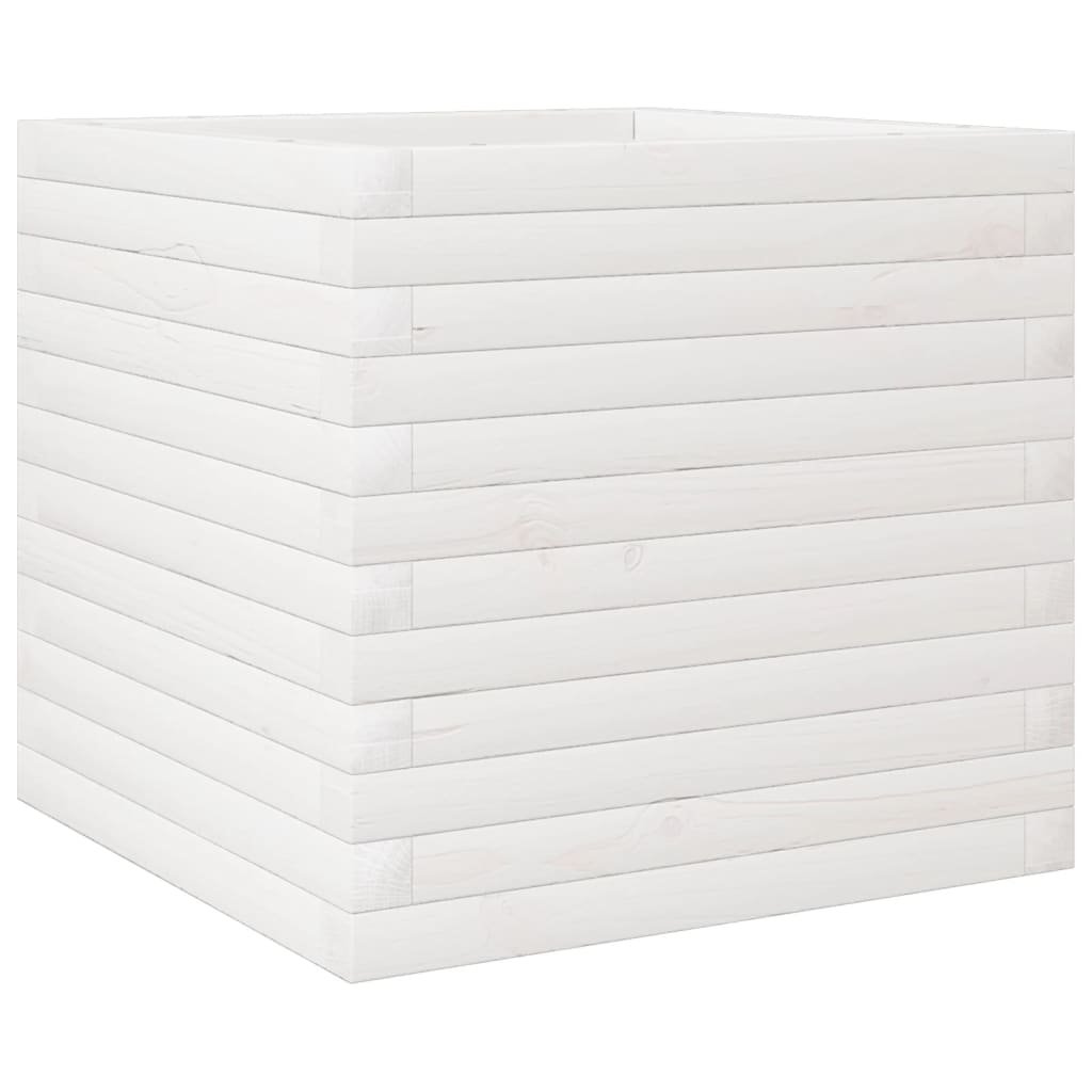 vidaXL Donica ogrodowa, biała, 50x50x45,5 cm, lite drewno sosnowe