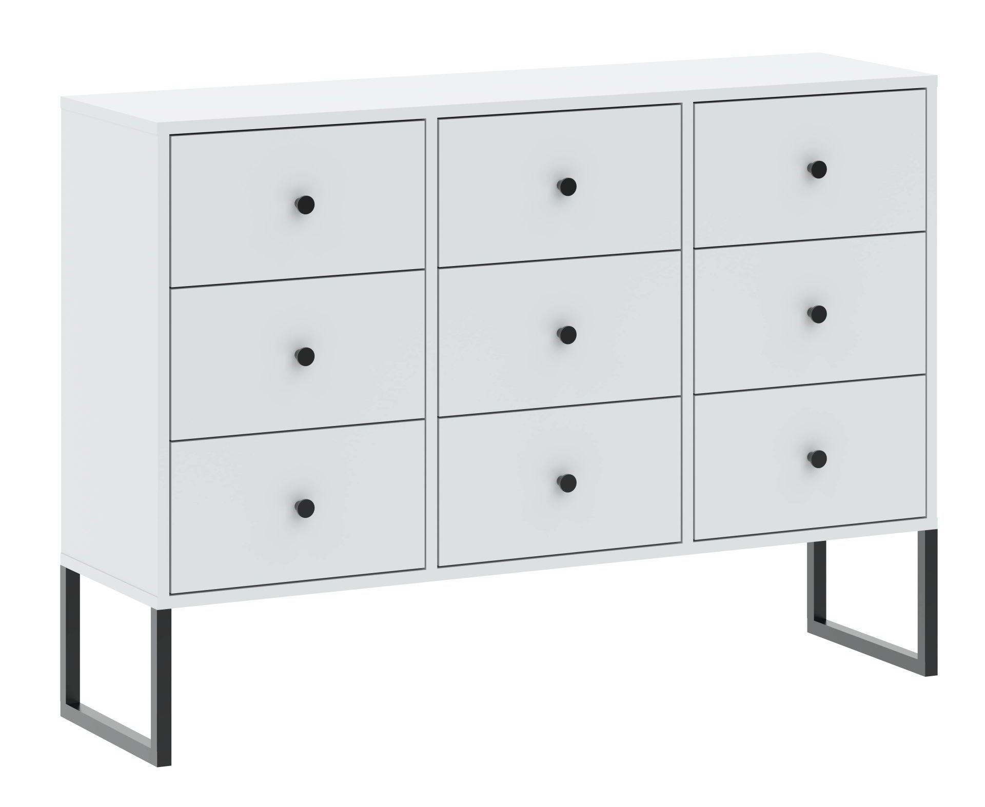 Komoda Linea 9S Czarny / Biała