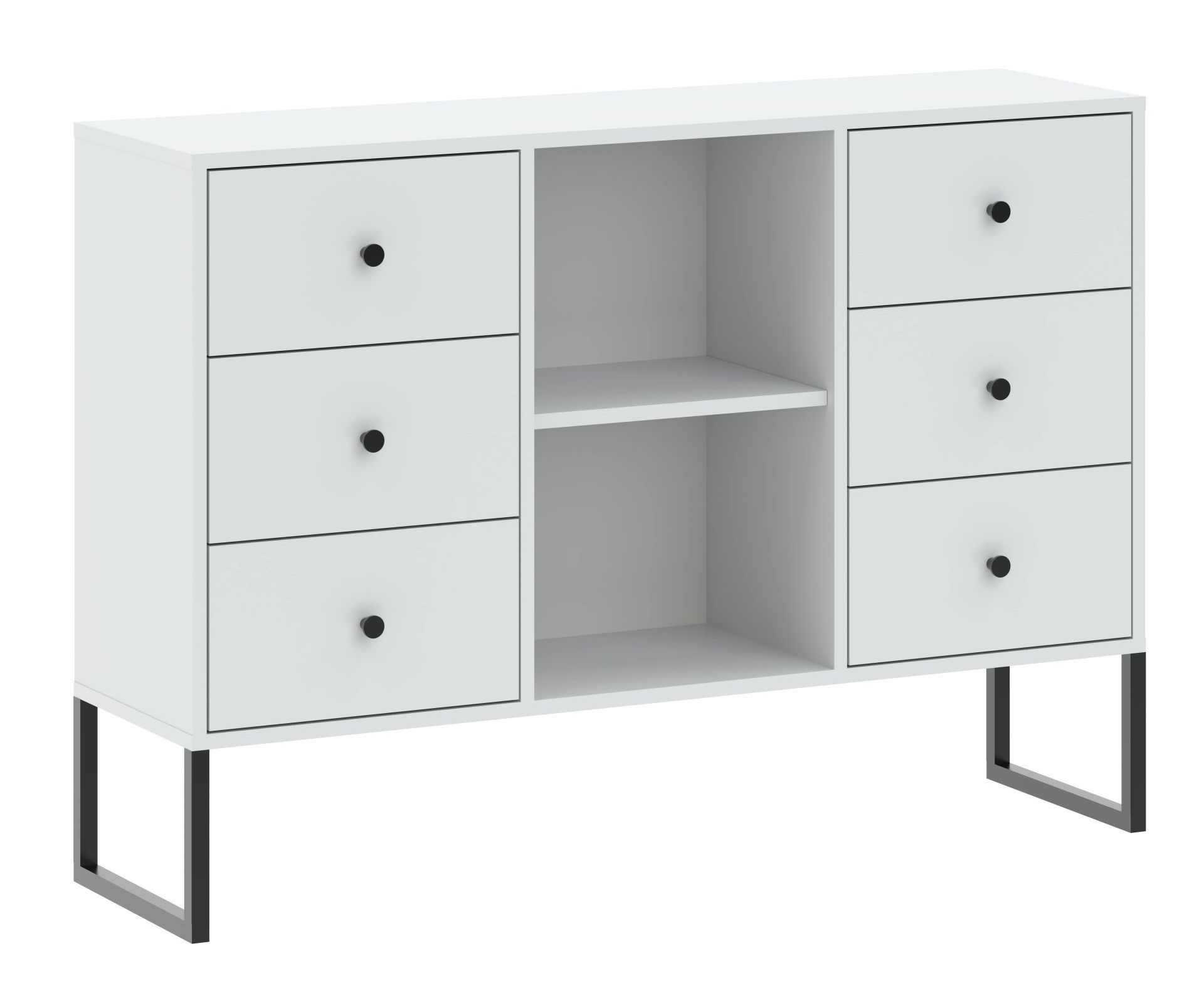 Komoda Linea 6S Czarny / Biała