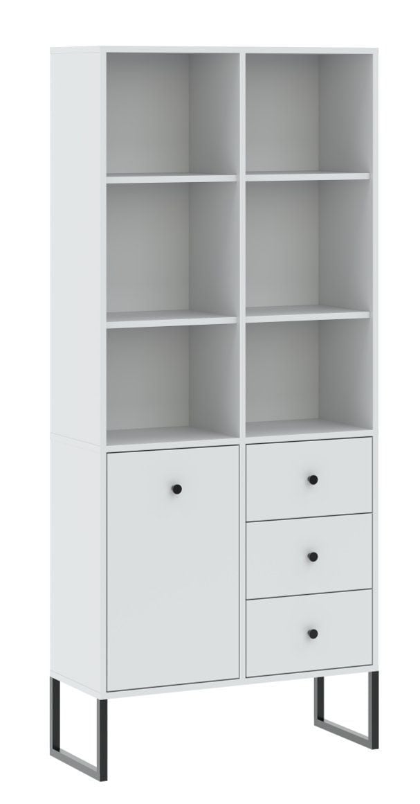 Regał Linea 1D3S Czarny / Biały