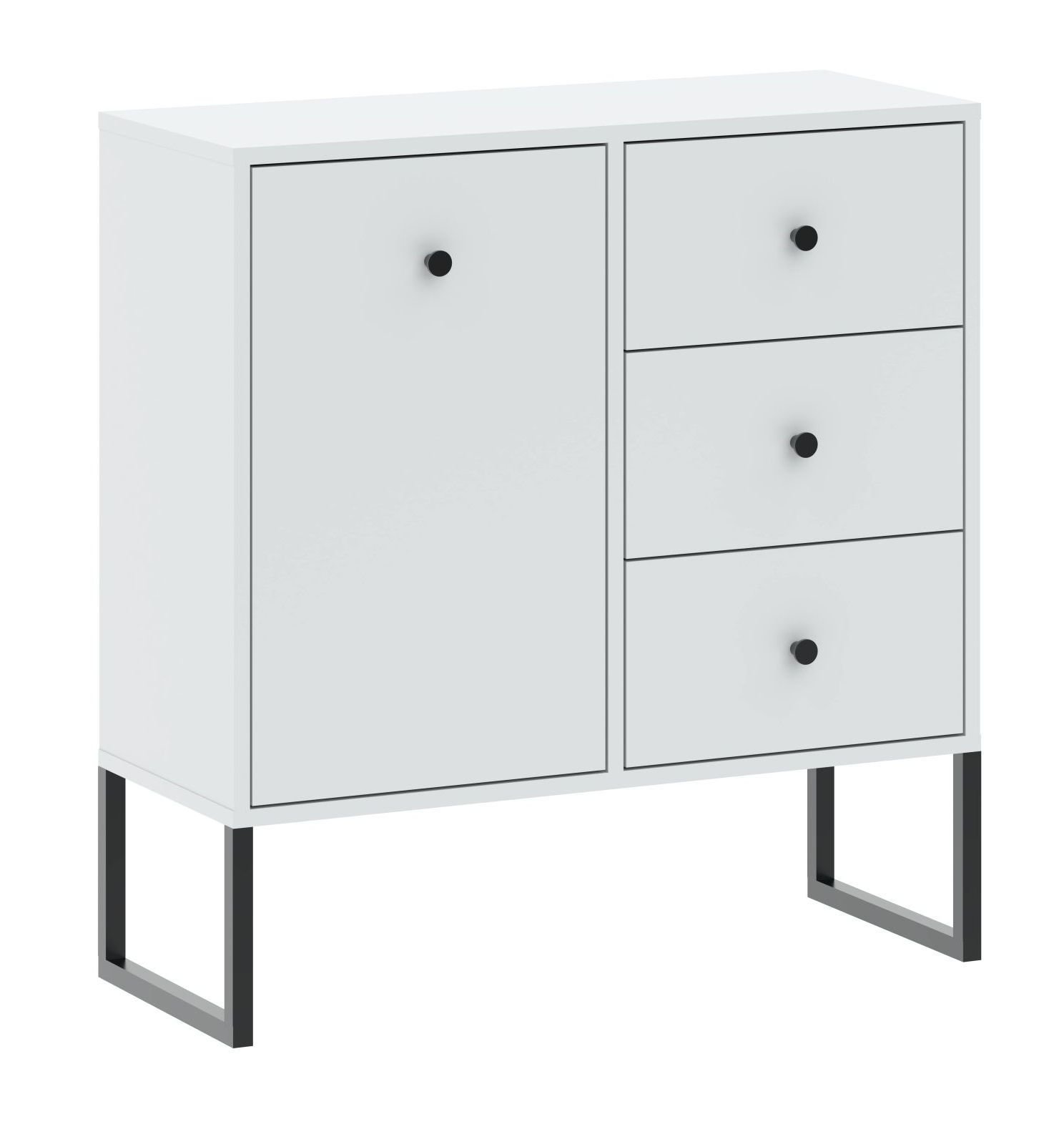 Komoda Linea 1D3S Czarny / Biała