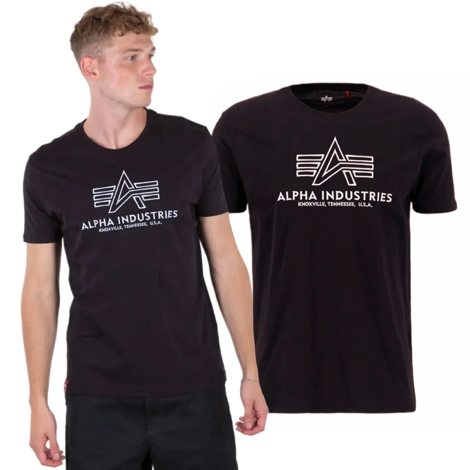 Alpha Industries Koszulka Basic T Embroidery 118505 95 - Czarna/Biała