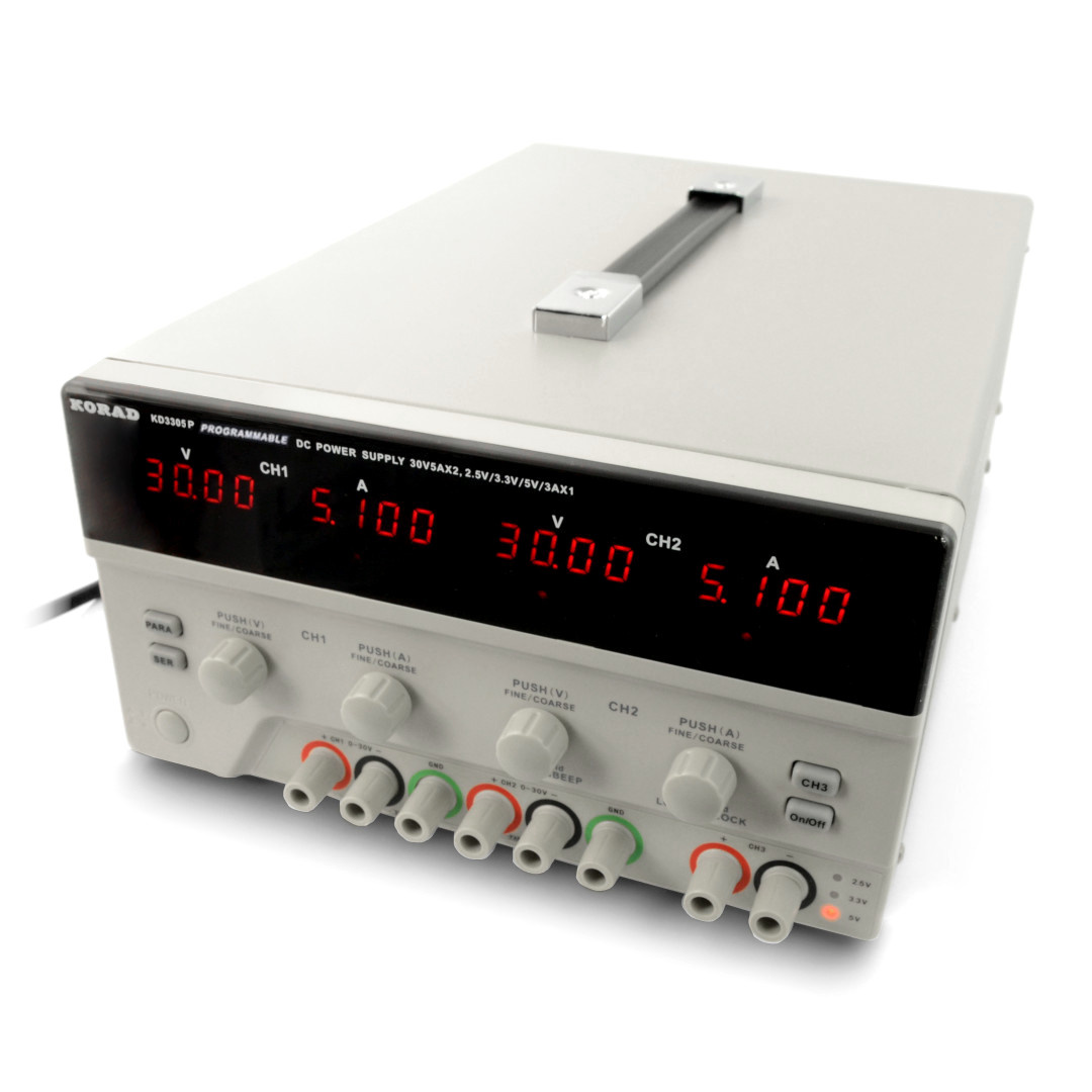 Zasilacz 3in1 Korad KD3305P 2x 0-30V/0-5A + 1x 5V/3A