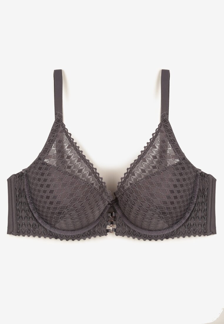 Ciemnofioletowy Koronkowy Biustonosz Typu Push-Up Delnena