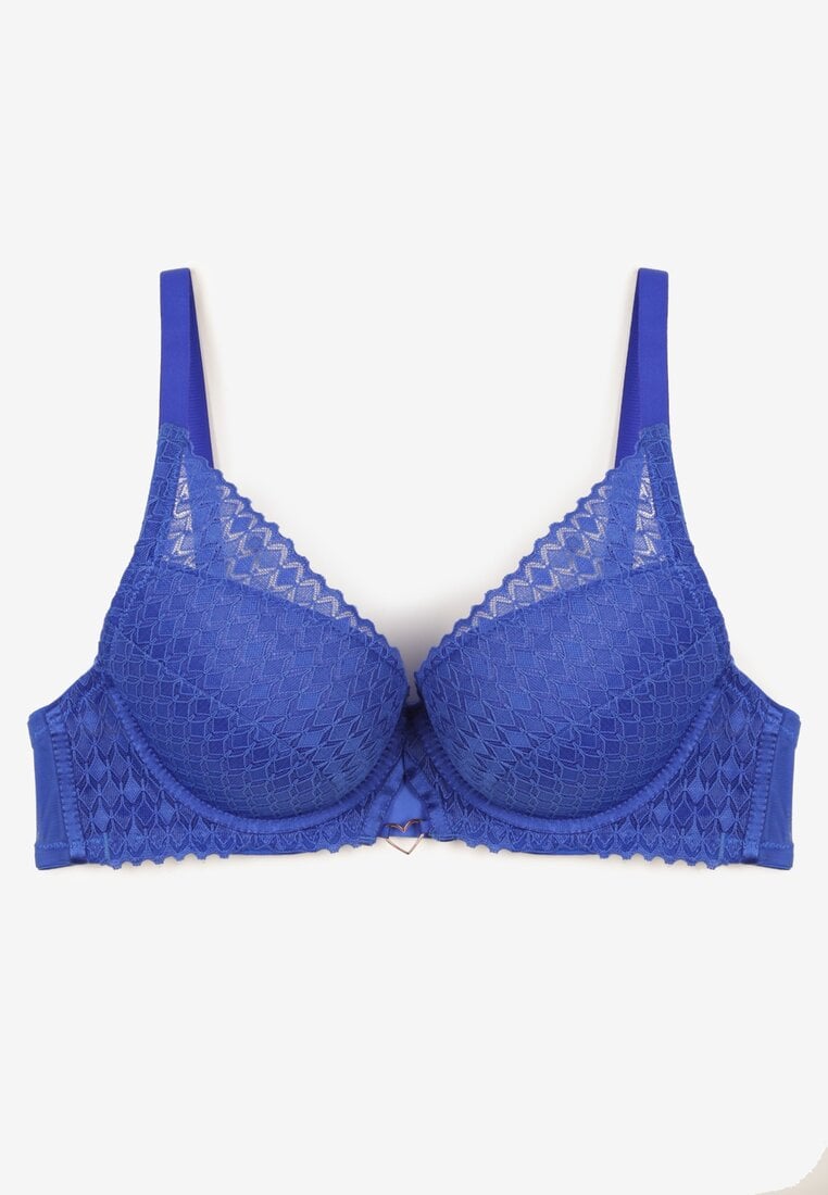 Niebieski Biustonosz Typu Push-Up o Gładkim Wykończeniu Nansiala