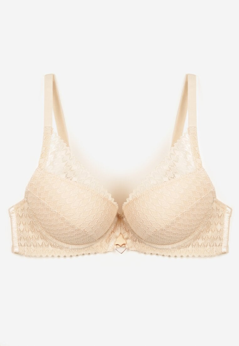 Jasnobeżowy Biustonosz Typu Push-Up o Gładkim Wykończeniu Nansiala