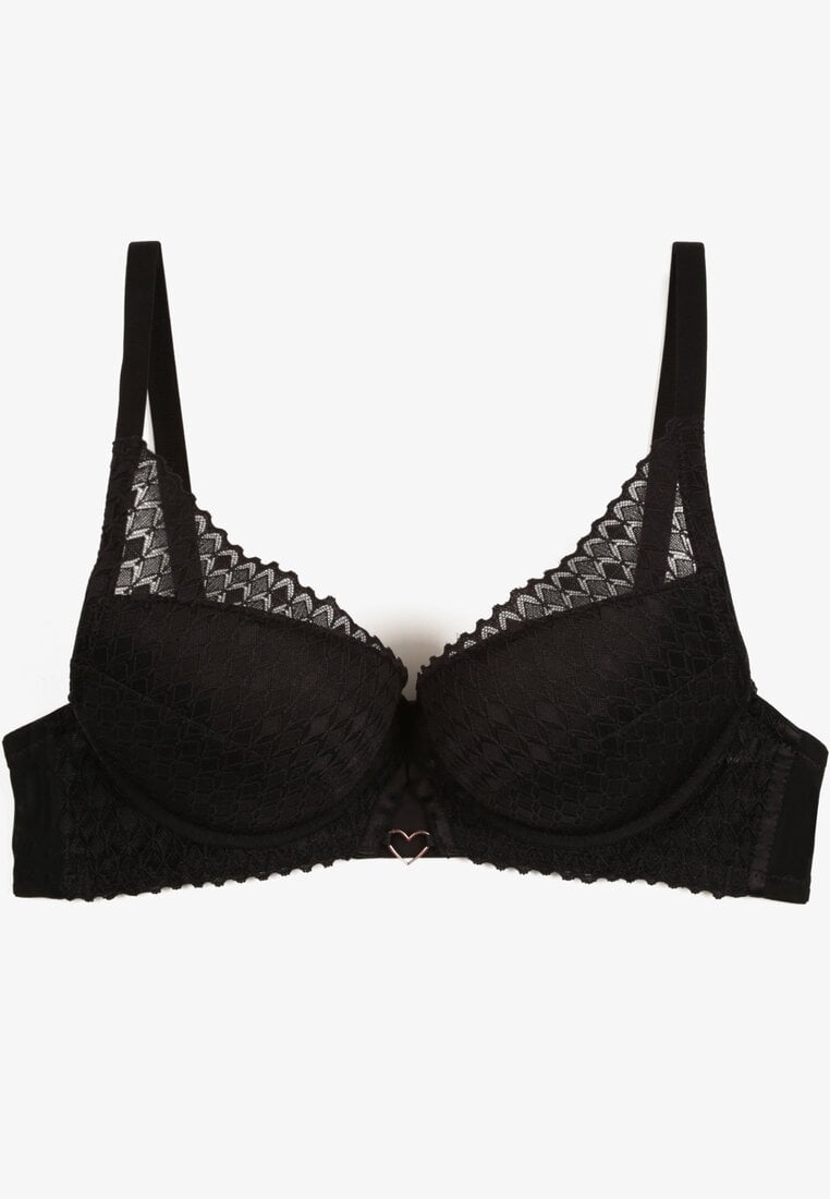 Czarny Biustonosz Typu Push-Up o Gładkim Wykończeniu Nansiala