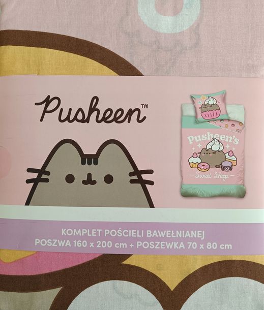 ﻿Komplet pościeli Carbotex 160 x 200 cm kot Pusheen