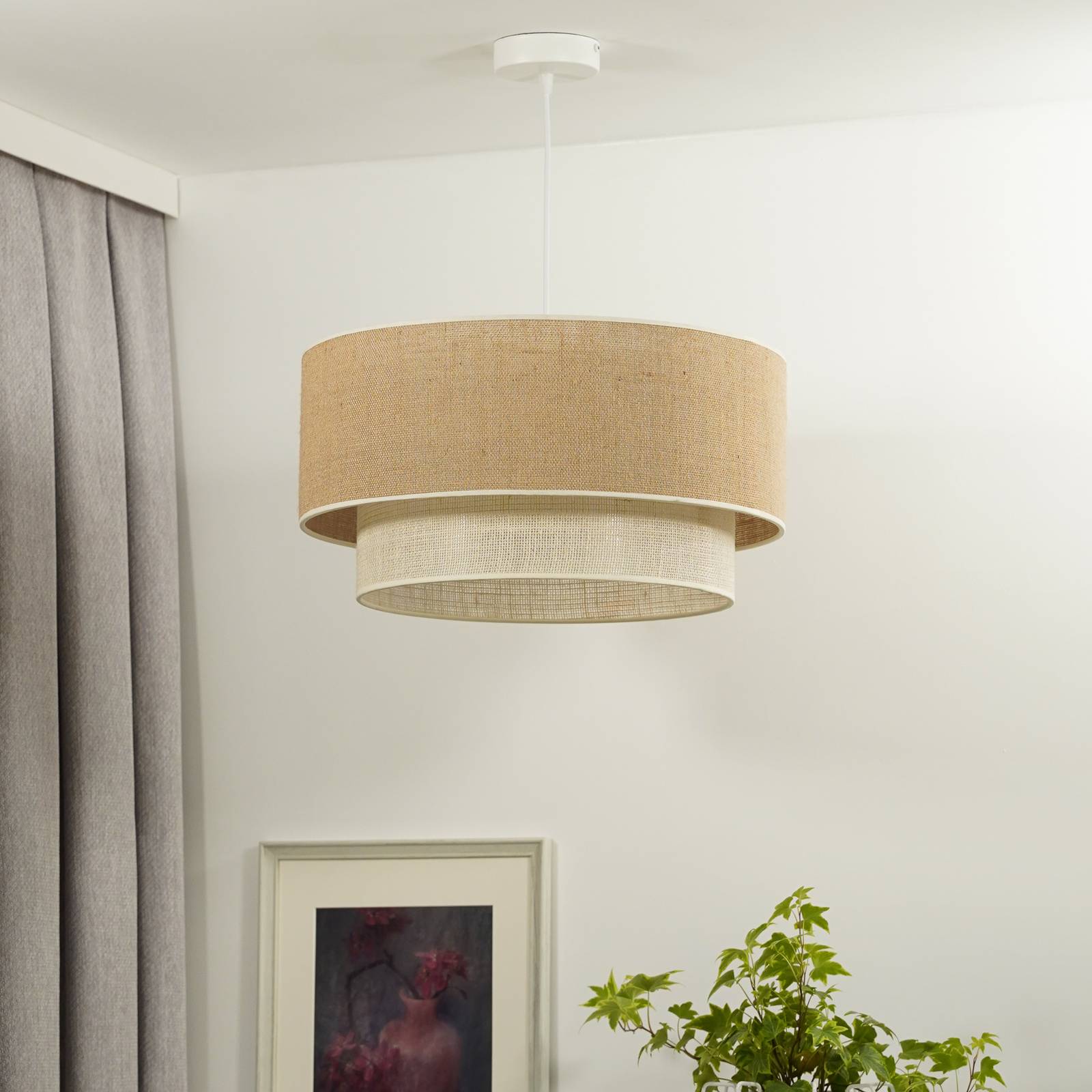 Lampa wisząca Euluna Boho Jute, naturalny brąz/biały, Ø 45 cm