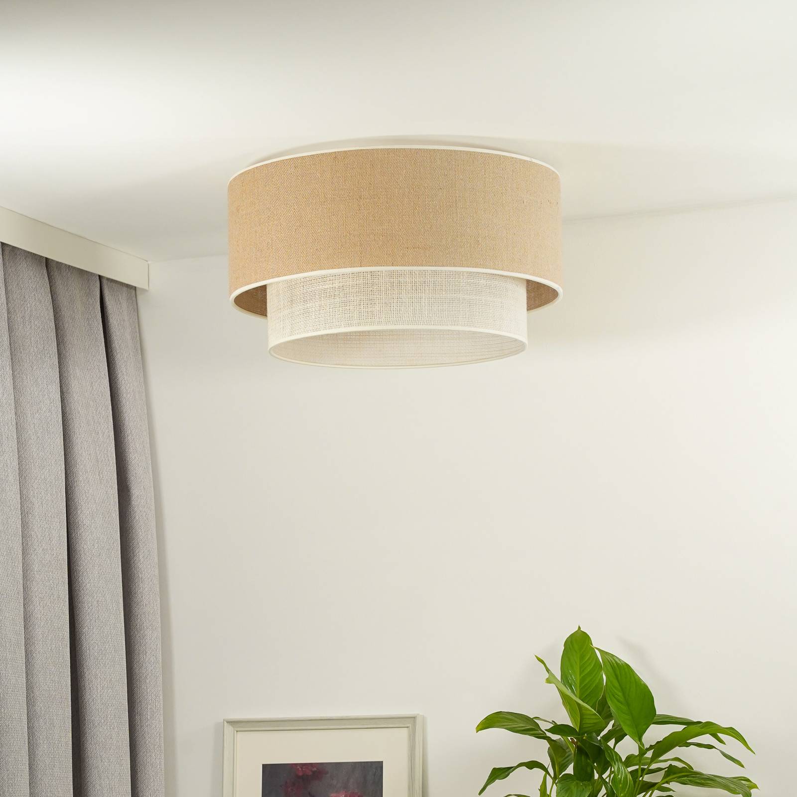 Lampa sufitowa Euluna Boho Jute, naturalny brąz/biały, Ø 45 cm