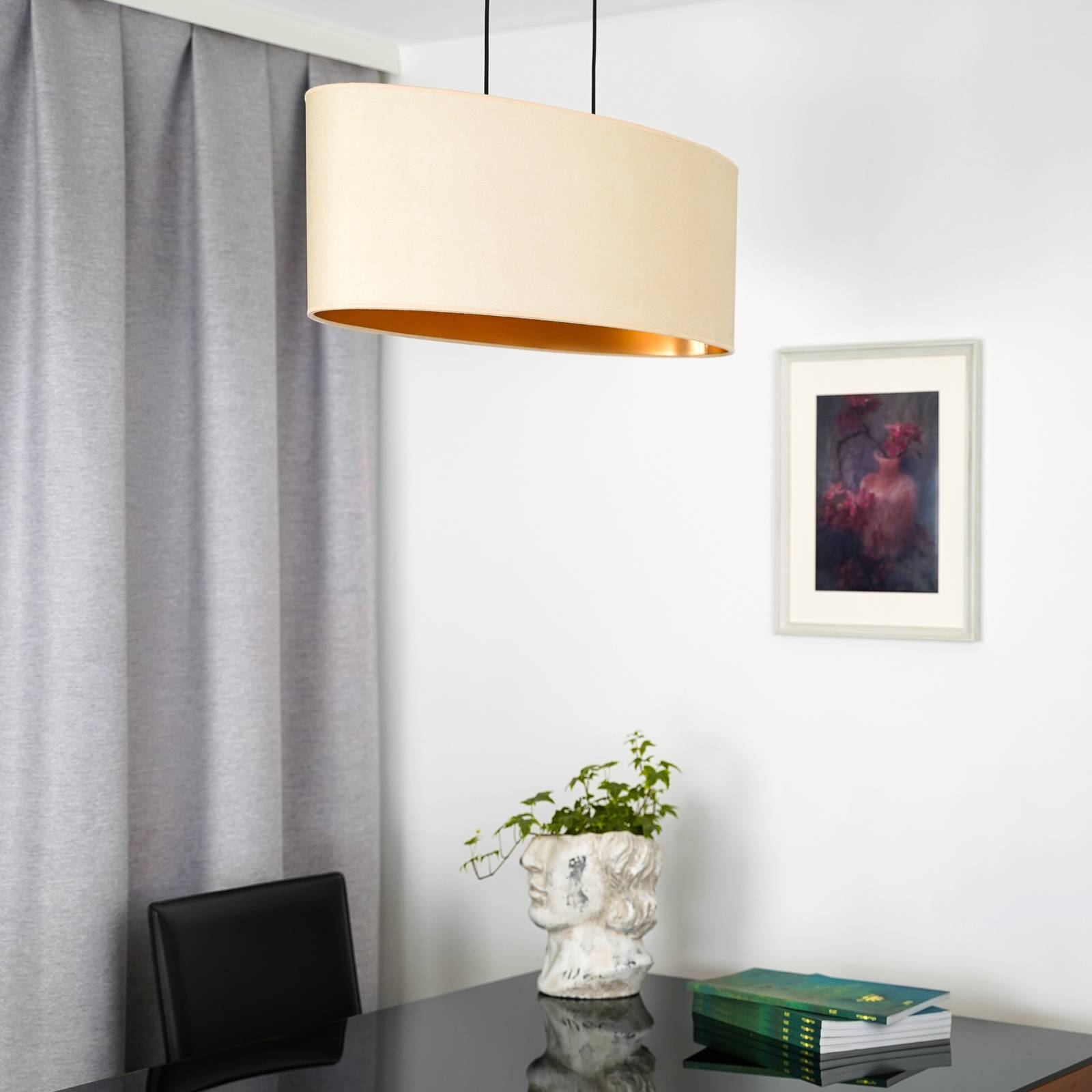 Envostar lampa żyrandol Idun jasny beż 80 cm naturalny materiał wegański