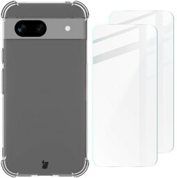 Bizon Etui + 2x szkło Case Clear Pack do Google Pixel 8a, przezroczyste