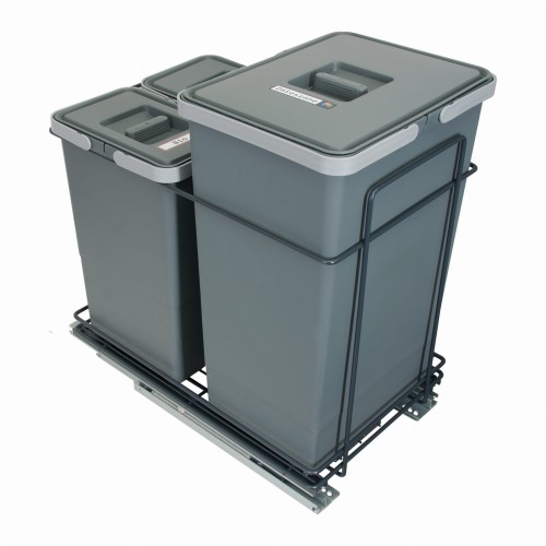 Sortownik śmieci EcoCube ANTRACYT do szafki od 40 cm Cichy domyk 1x24 2x8 l