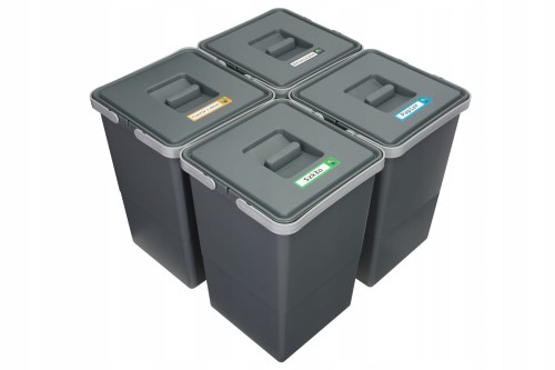 Sortownik śmieci METROPOLIS 4x12 l BEZ PODSTAWKI H-34 cm do szuflady w szafce 60 cm