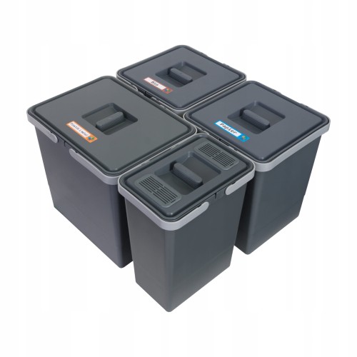 Sortownik śmieci METROPOLIS 2x10+15+6 l BEZ PODSTAWKI H-28 cm do szuflady w szafce 60 cm