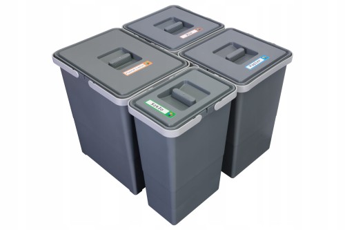 Sortownik śmieci METROPOLIS 2x12+18+8 l BEZ PODSTAWKI H-34 cm do szuflady w szafce 60 cm