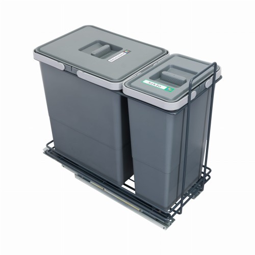 Sortownik śmieci EcoCube ANTRACYT do szafki od 30 cm cichy domyk 18+8 l