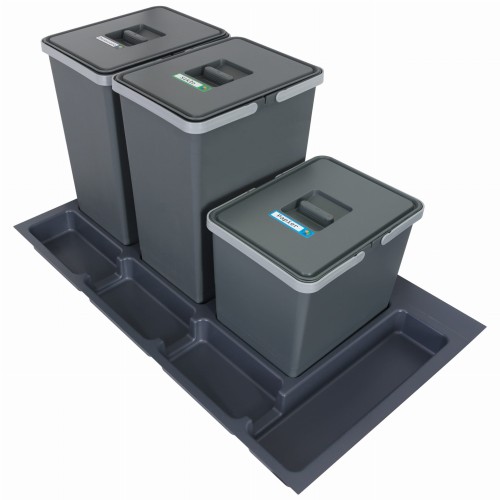 Sortownik śmieci FUTURE CONFIG do szuflady w szafce 90 cm 3 kosze 2x24 + 1x15 litrów wysokość 44/28cm