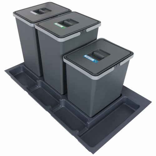 Sortownik śmieci FUTURE CONFIG do szuflady w szafce 90 cm 3 kosze 2x24 + 1x18 litrów wysokość 44/34cm