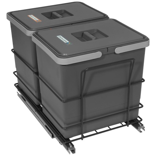 Sortownik śmieci MODERN ANTRACYT do szafki od 40 cm Cichy domyk 2x15