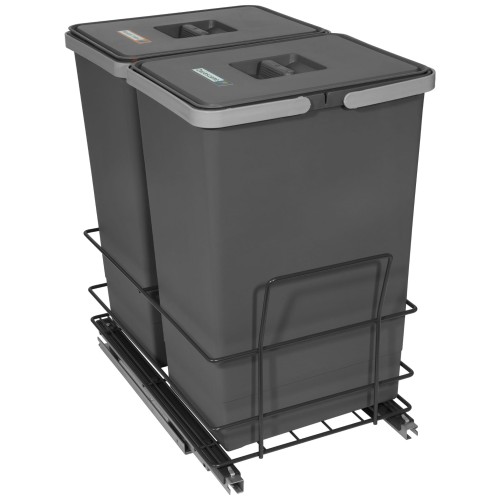 Sortownik śmieci MODERN ANTRACYT do szafki od 40 cm Cichy domyk 2x24