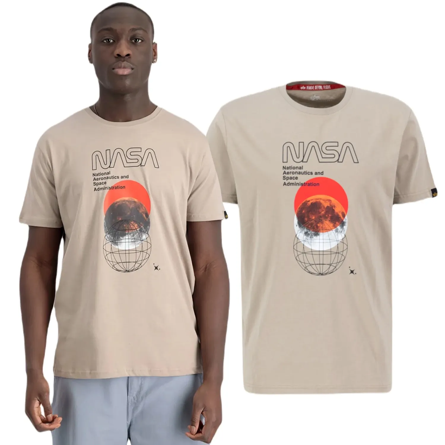 Alpha Industries Koszulka NASA Orbit T 146510 679 - Vintage Sand