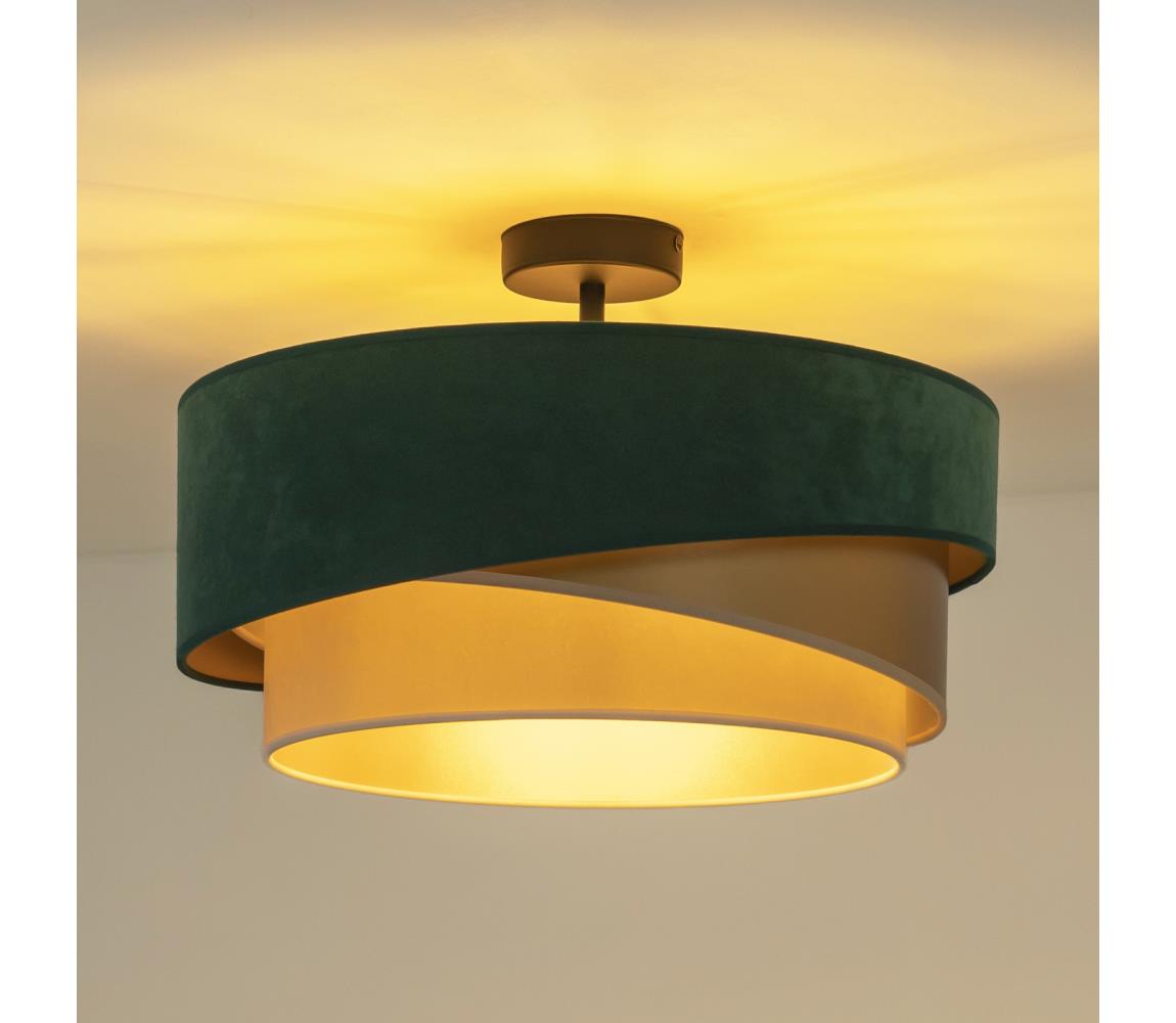 Duolla - Żyrandol natynkowy KOBO 1xE27/15W/230V śr. 45 cm zielony/złoty/kremowy
