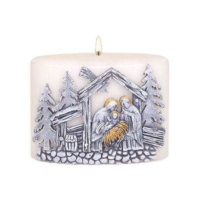 Świeca elipsa Szopka Bożonarodzeniowa szara matowa