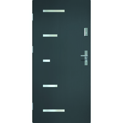 Drzwi zewnętrzne P55 SPARTA pełne antracyt 90L