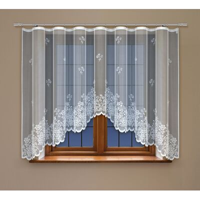 Firanka żakardowa odpasowana z wszytą taśmą marszczącą 160 x 300 cm