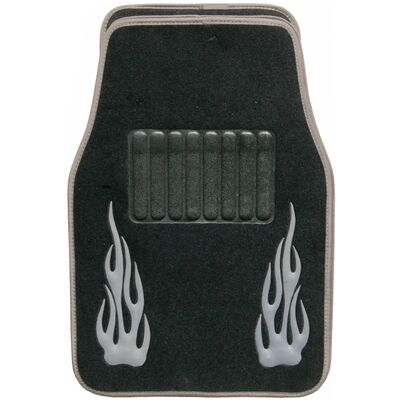 Dywaniki welurowe z płomieniami czarne (przód + tył) 4CAR