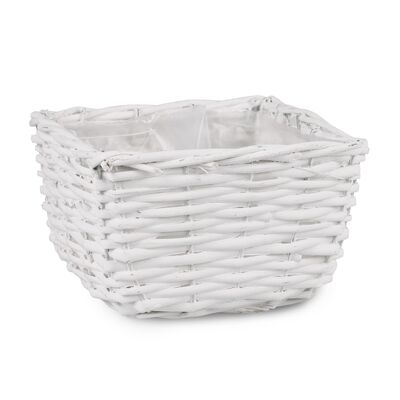 Koszyk na kwiaty kwadratowy biały 19 x 19 x 11 cm