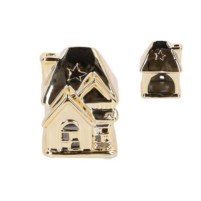 Świecznik ceramiczny 9 cm złoty