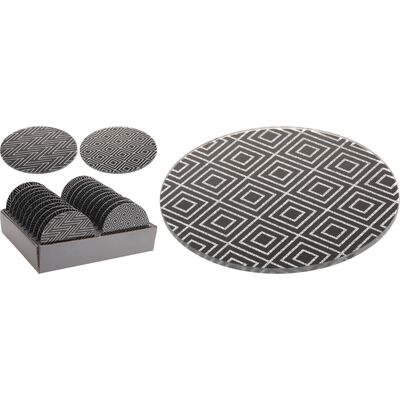 Talerzyk pod świecę czarny ze srebrnym brokatem 15 cm mix