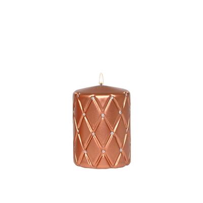 Świeca pieńkowa 100 x 70 pikowana kratka metalik antyczna miedź