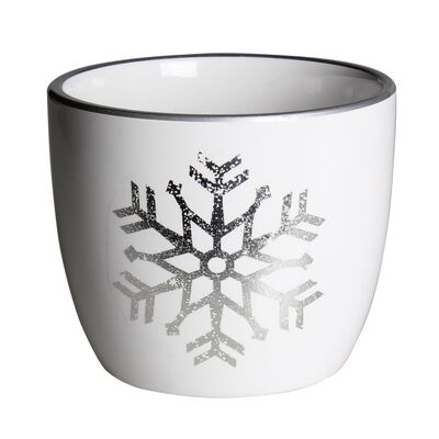 Osłonka terrakota SANNA 12 x 12 x 10 cm biało-srebrna