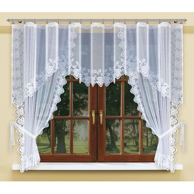 Firanka żakardowa odpasowana z wszytą taśmą marszczącą 90 x 300 cm