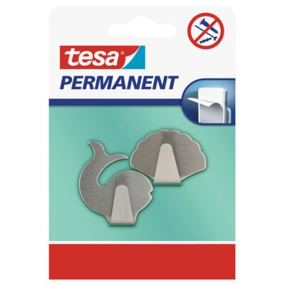 Haczyk permanentny, 2 sztuki, muszla, wieloryb, metalowy, tesa