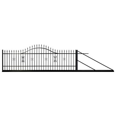 Brama przesuwna Tytus 400 x 130-150 stal ocynk RAL9005 prawa z automatem w słupku