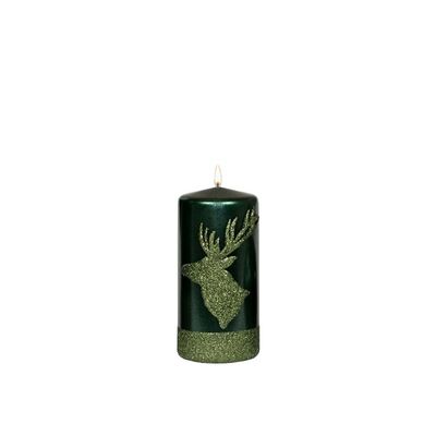Świeca pieńkowa 150 x 70 Shiny Reindeer metalik butelkowa zieleń