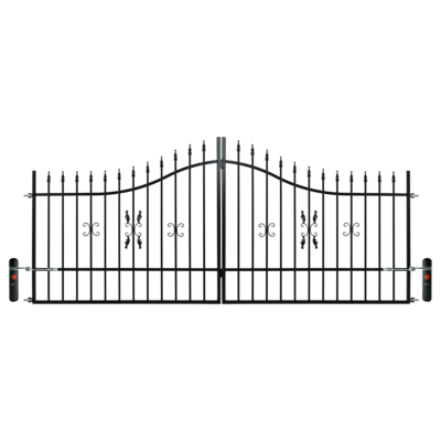 Brama dwuskrzydłowa Tytus 400 x 120-150 stal ocynk RAL9005 z automatem inteligentna