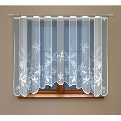 Firanka żakardowa odpasowana z wszytą taśmą marszczącą 160 x 300 cm