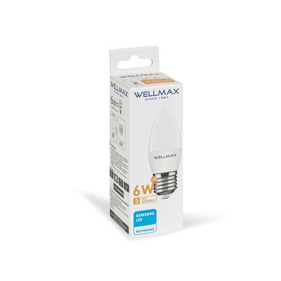 Żarówka ledowa Wellmax Samsung świeczka LED E-27 6W barwa ciepła