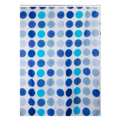 Zasłonka prysznicowa 180 x 180 cm poliester niebieskie i granatowe koła AWD Interior