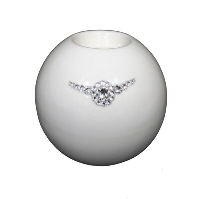 Świecznik szkliwiony kula na tealight Swarovski 11 cm Souvenire