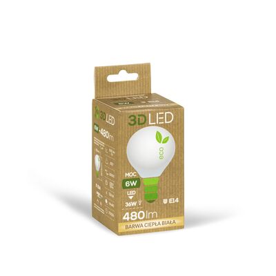 Żarówka ledowa 3LED kulka E-14 6W barwa ciepła