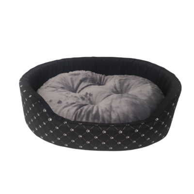 Legowisko L psie łapki + szara poduszka